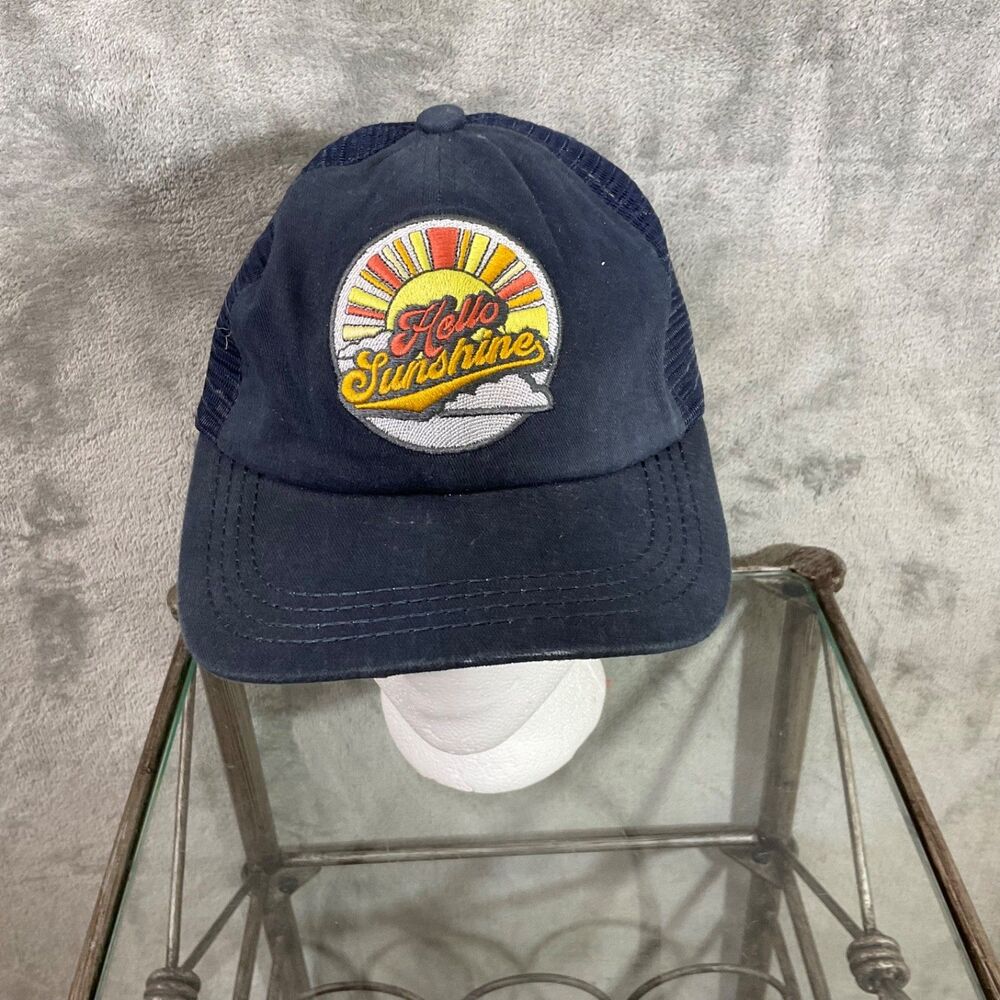 C.C Exclusive Hello Sunshine Patch Ponytail Baseball Cap Distressed Mesh Trucker